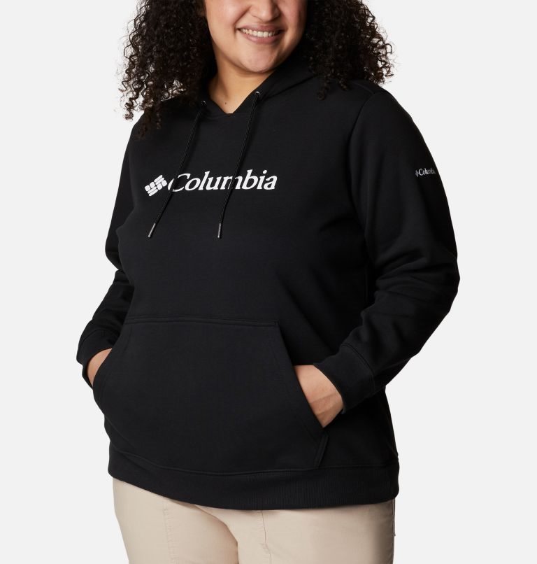 Women's Columbia Logo Hoodie Black | Plus Size CA-Z5C83